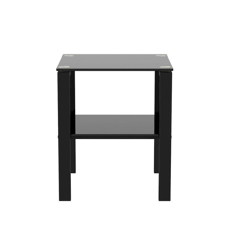 Set of 2, Glass two layer tea table, small round table, bedroom corner table, living room side table