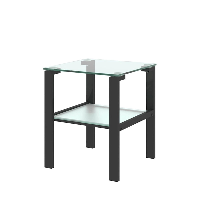 Set of 2, Glass two layer tea table, small round table, bedroom corner table, living room side table