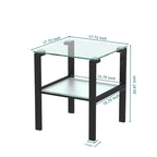 Set of 2, Glass two layer tea table, small round table, bedroom corner table, living room side table