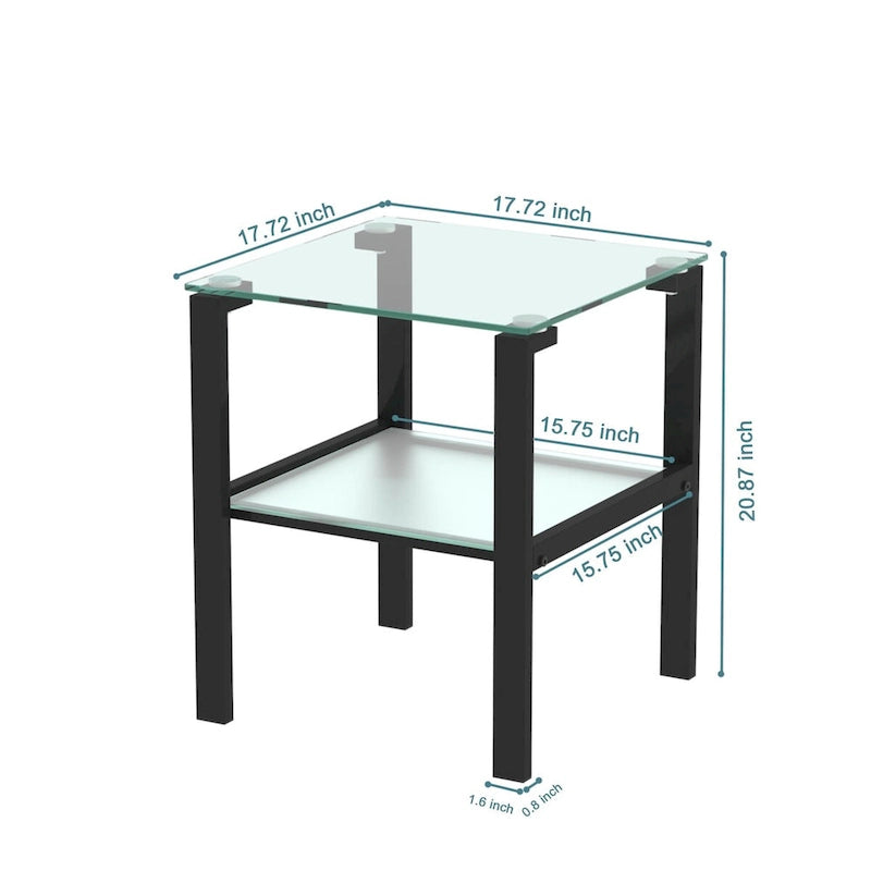 Set of 2, Glass two layer tea table, small round table, bedroom corner table, living room side table