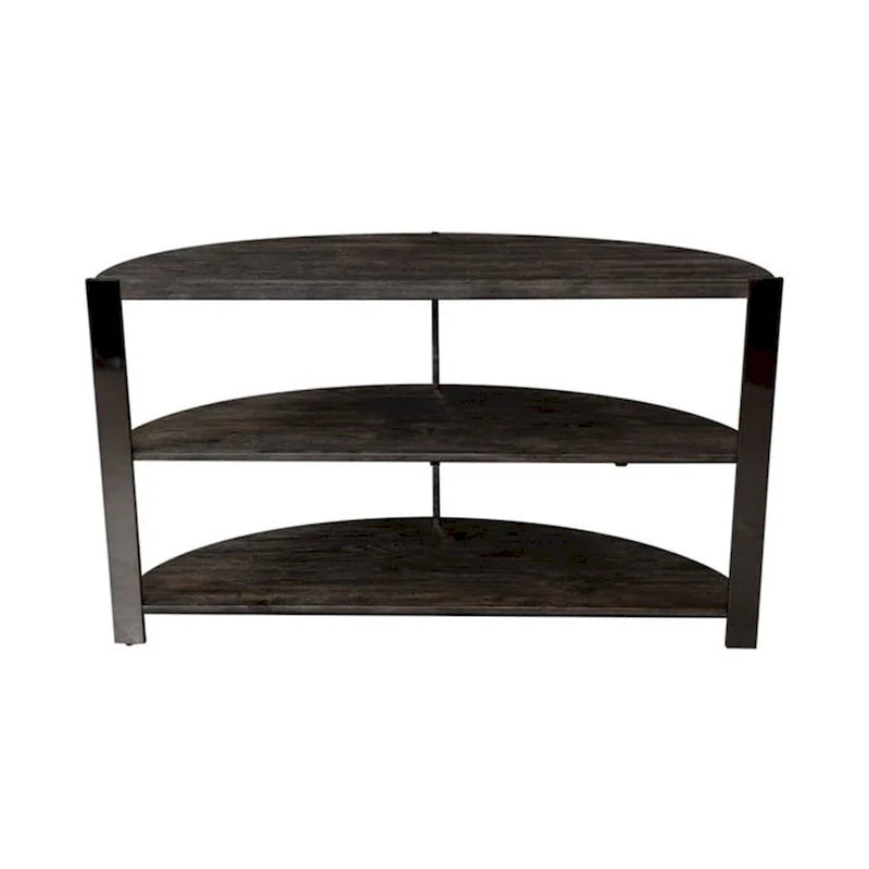 Tavolo Consolle Roundhill Furniture Kalne a Mezzaluna con 2 Ripiani Aperti, Grigio Antracite/Metallo Cromato