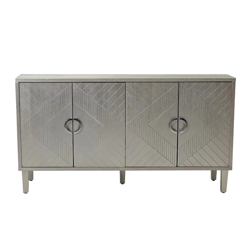 4-Door Storage Cabinet with Pine Legs and MDF