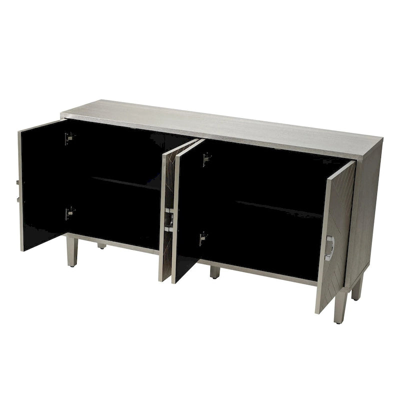 4-Door Storage Cabinet with Pine Legs and MDF