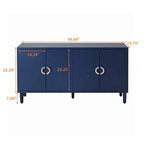 4-Door Storage Cabinet with Pine Legs and MDF