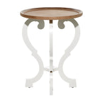 Tavolino d'appoggio rotondo in legno intagliato - 25x19x19