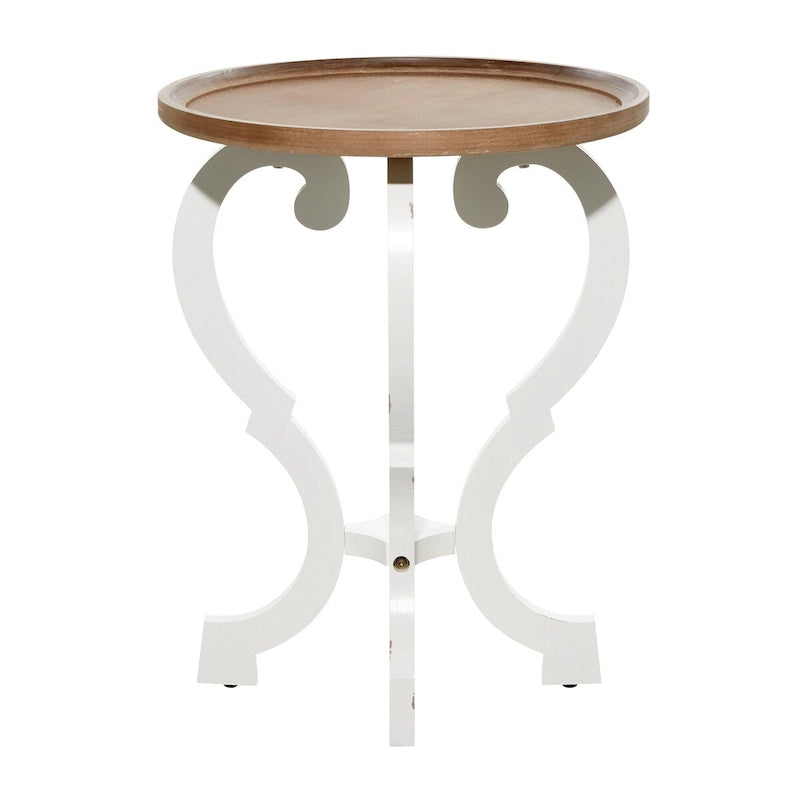 Tavolino d'appoggio rotondo in legno intagliato - 25x19x19
