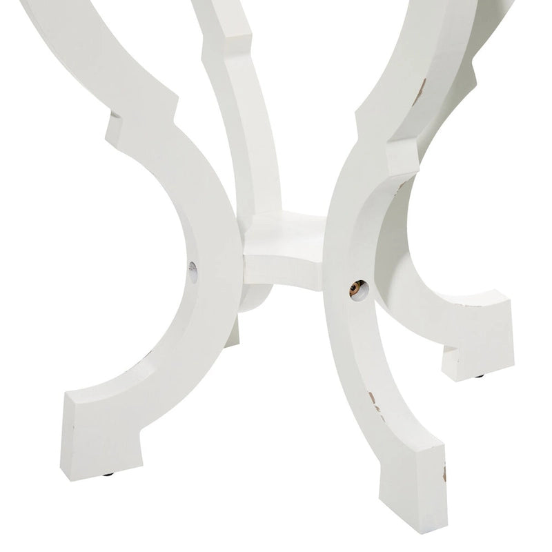 Tavolino d'appoggio rotondo in legno intagliato - 25x19x19