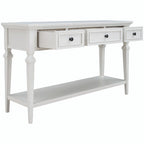 Consolle classica retrò da 50 litri con tre cassetti superiori e ripiano inferiore aperto (grigio anticato)