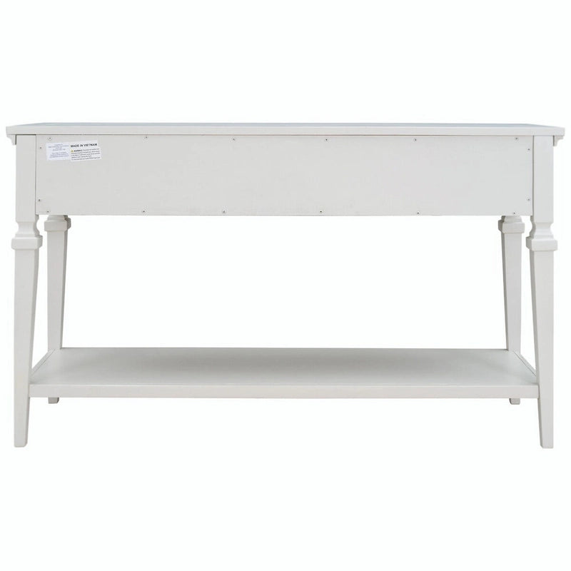 Consolle classica retrò da 50 litri con tre cassetti superiori e ripiano inferiore aperto (grigio anticato)