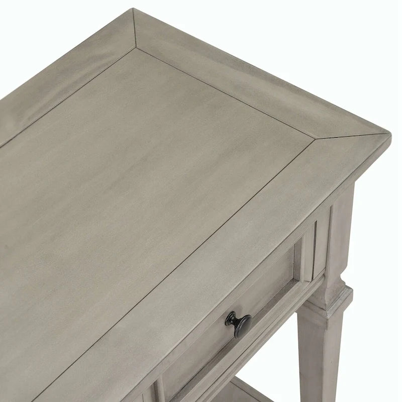 Consolle classica retrò da 50 litri con tre cassetti superiori e ripiano inferiore aperto (grigio anticato)