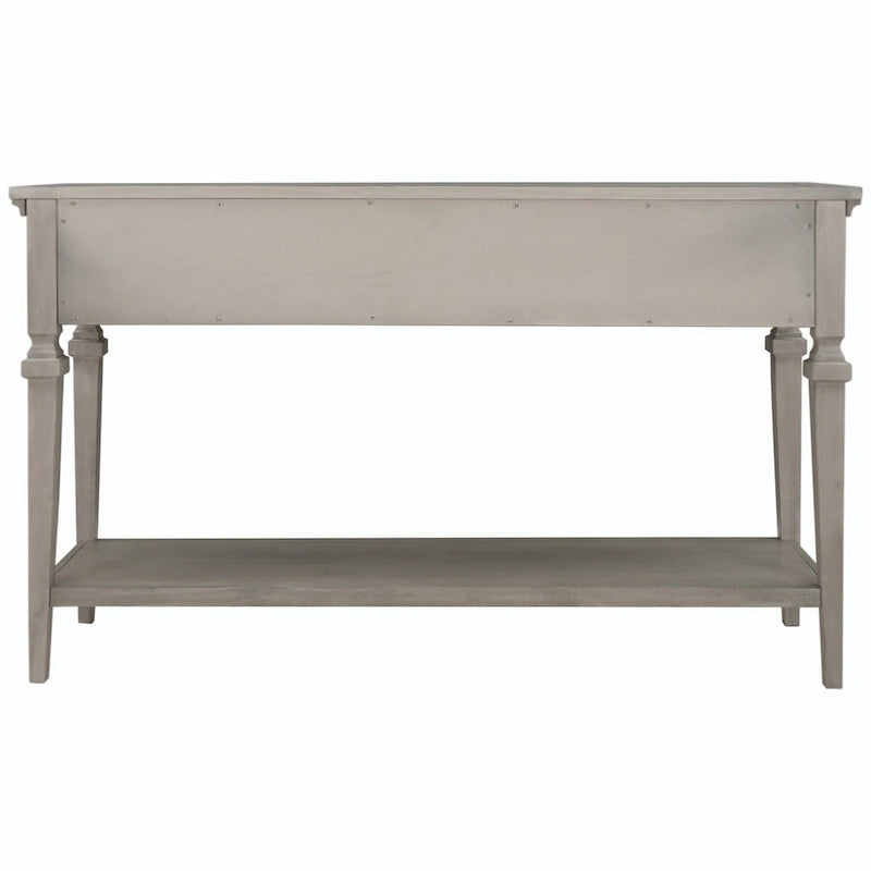 Consolle classica retrò da 50 litri con tre cassetti superiori e ripiano inferiore aperto (grigio anticato)