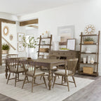 Americana Farmhouse Dusty Taupe Set da 7 pezzi con tavolo rettangolare