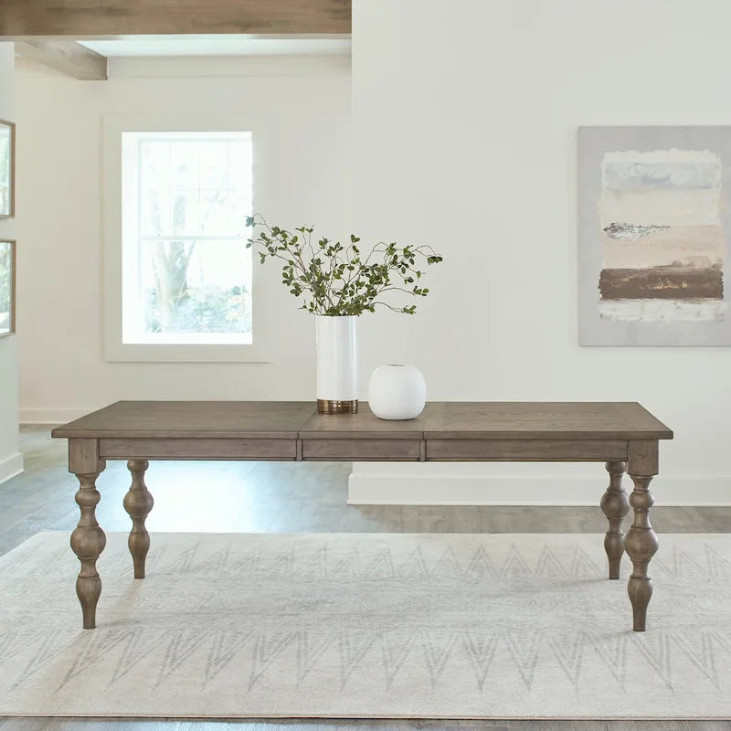 Americana Farmhouse Dusty Taupe Set da 7 pezzi con tavolo rettangolare