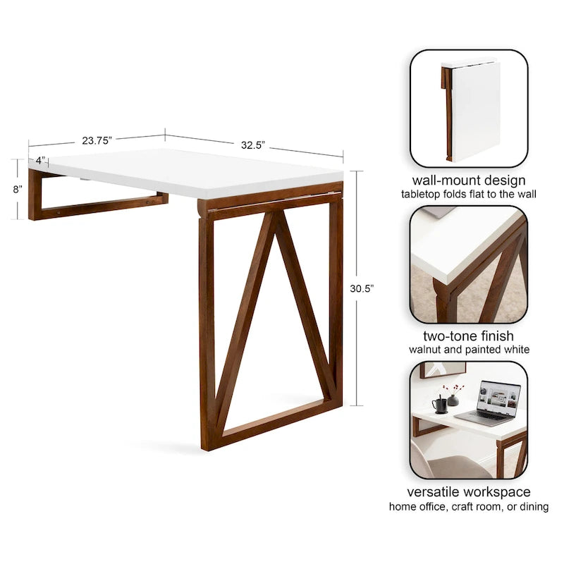 Kate and Laurel Kaya Wood Wall-Mounted Table - 24x33x31