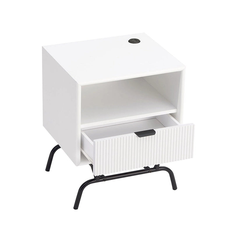 DH BASIC Set di 2 tavolini moderni da caffè e tavolini laterali con cassetti con motivo a onde 3D di Denhour