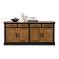 Toulouse Wood Credenza, Office Storage Console, TV Entertainment Stand, Black - 68W x 30H x 18D