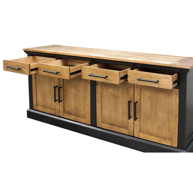Credenza in legno Toulouse, Consolle portaoggetti da ufficio, Mobile TV, Nero - 68 L x 30 A x 18 P