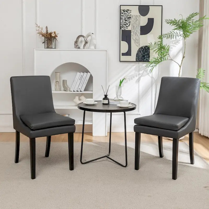 Sedie da Pranzo Moderne Set da 2, Sedie da Cucina e Sala da Pranzo Imbottite con Gambe in Legno Massello, Sedie in Tessuto di Lino Trapuntato