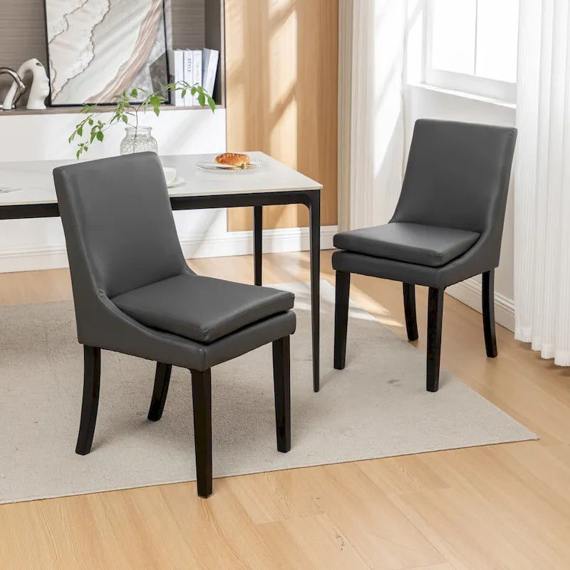 Sedie da Pranzo Moderne Set da 2, Sedie da Cucina e Sala da Pranzo Imbottite con Gambe in Legno Massello, Sedie in Tessuto di Lino Trapuntato