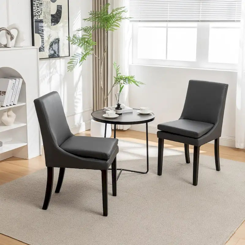 Sedie da Pranzo Moderne Set da 2, Sedie da Cucina e Sala da Pranzo Imbottite con Gambe in Legno Massello, Sedie in Tessuto di Lino Trapuntato