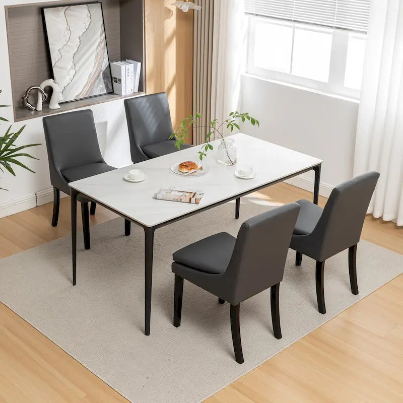 Sedie da Pranzo Moderne Set da 2, Sedie da Cucina e Sala da Pranzo Imbottite con Gambe in Legno Massello, Sedie in Tessuto di Lino Trapuntato