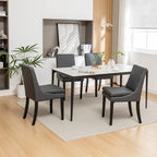 Modern Dining Chairs Set of 2, Upholstered Kitchen & Dining Room Chairs with Solid Wood Legs,Tufted Linen Fabric Chairs