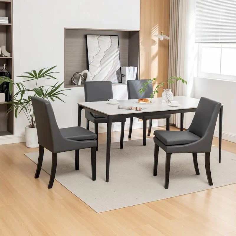 Sedie da Pranzo Moderne Set da 2, Sedie da Cucina e Sala da Pranzo Imbottite con Gambe in Legno Massello, Sedie in Tessuto di Lino Trapuntato