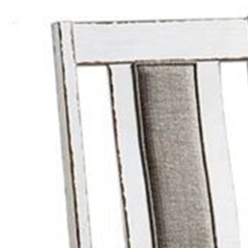 Set di 2 sedie da pranzo da 61 cm, in legno bianco rustico, con seduta in tessuto grigio