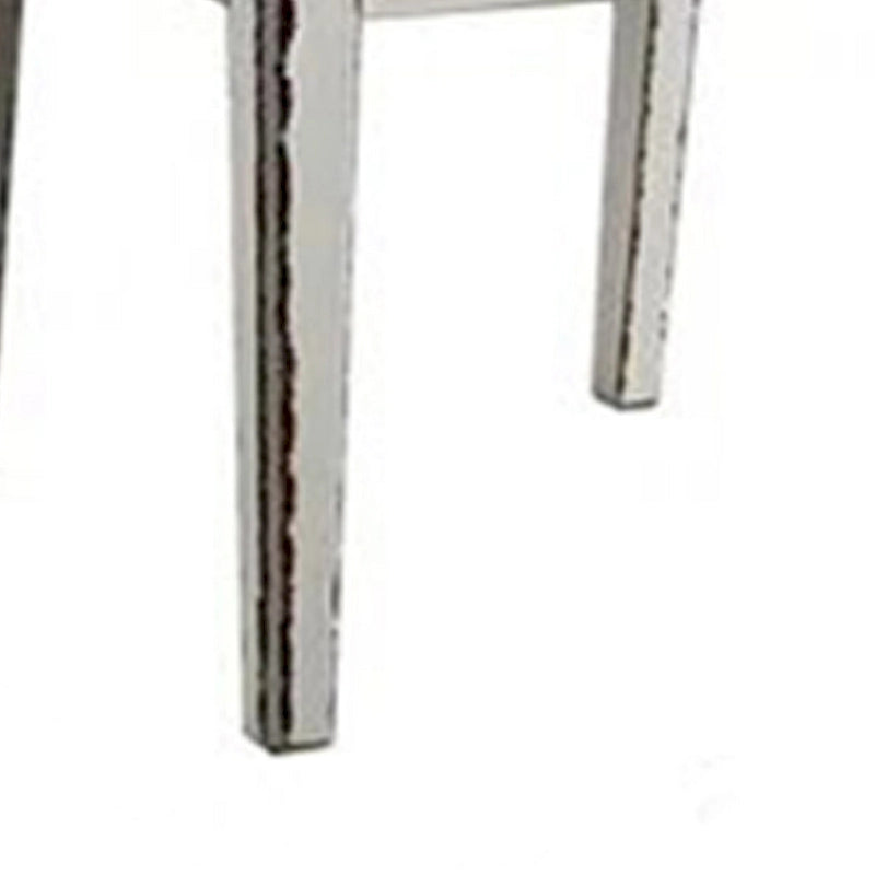 Set di 2 sedie da pranzo da 61 cm, in legno bianco rustico, con seduta in tessuto grigio