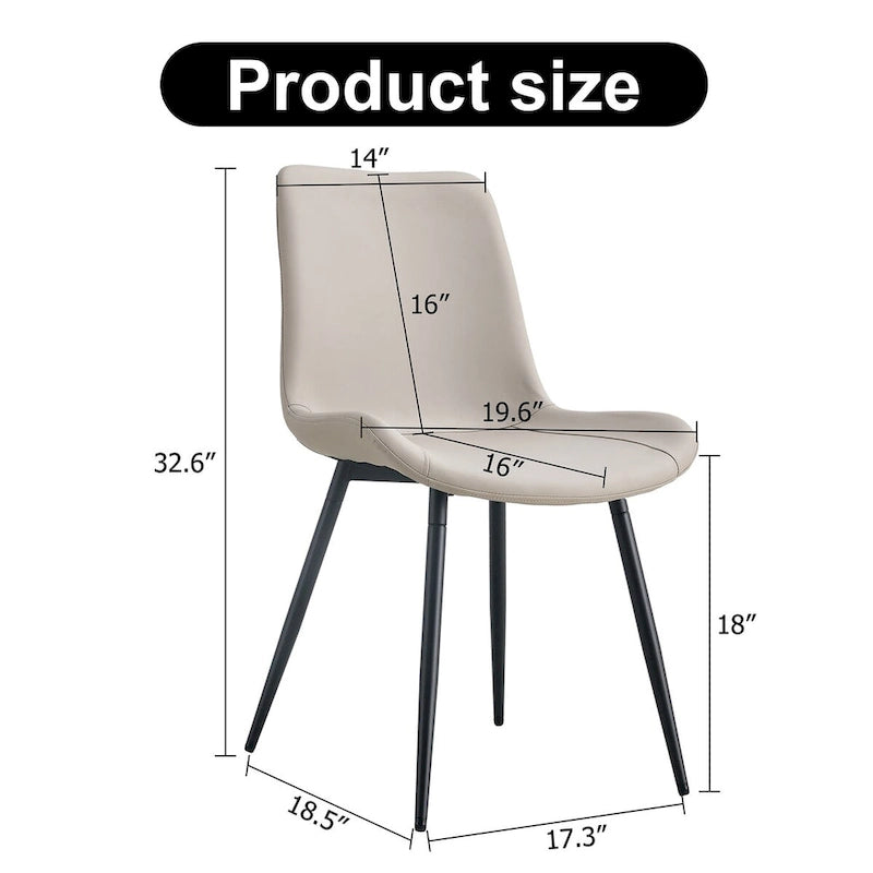 Sedia da pranzo con schienale imbottito in ecopelle, gambe in metallo nero, design a cuscino curvo e allargato per un maggiore comfort (6 sedie)