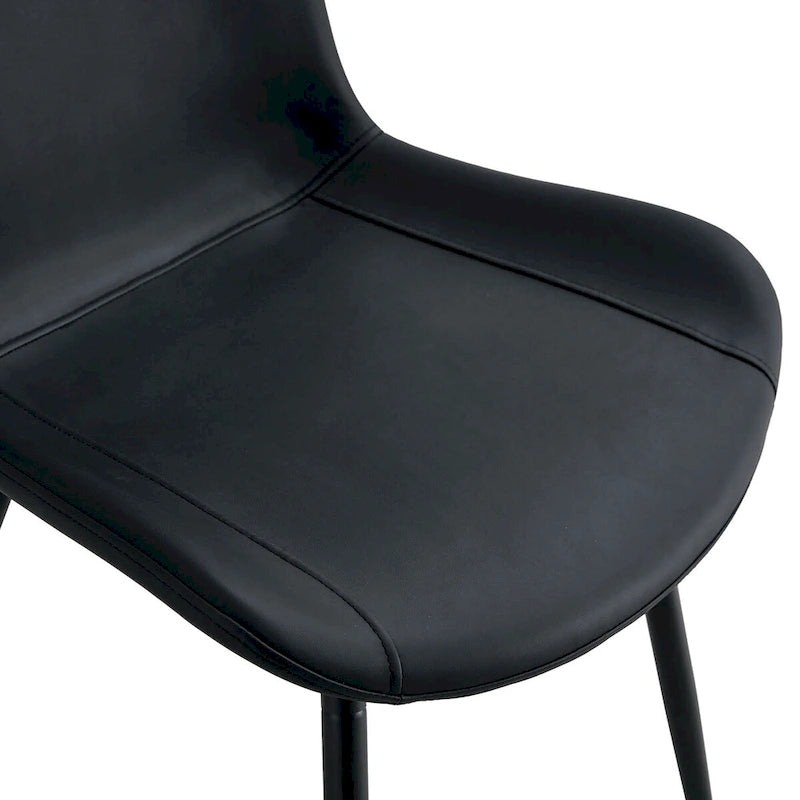 Artificial Leather Backrest Cushion Dining Chair, Black Metal Legs, Curved Widened Cushion Design for more comfort(6 chairs)
