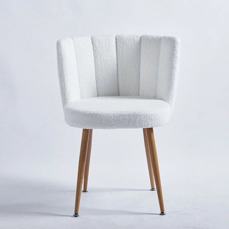 Round Dining Table with 4 Teddy Plush Fabric Chairs