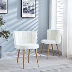 Round Dining Table with 4 Teddy Plush Fabric Chairs