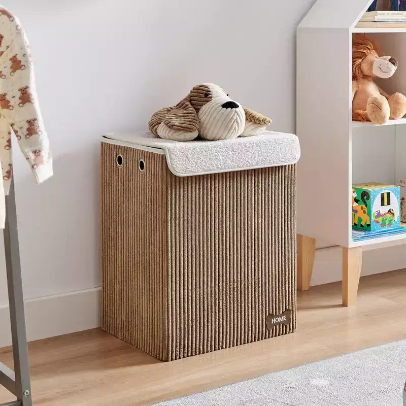 Danya B. Collapsible Folding Corduroy Kids' Laundry Hamper Toy Storage