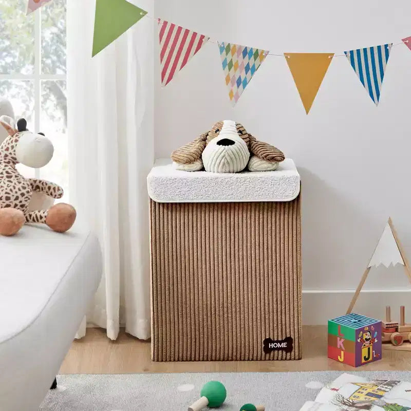 Danya B. Collapsible Folding Corduroy Kids' Laundry Hamper Toy Storage