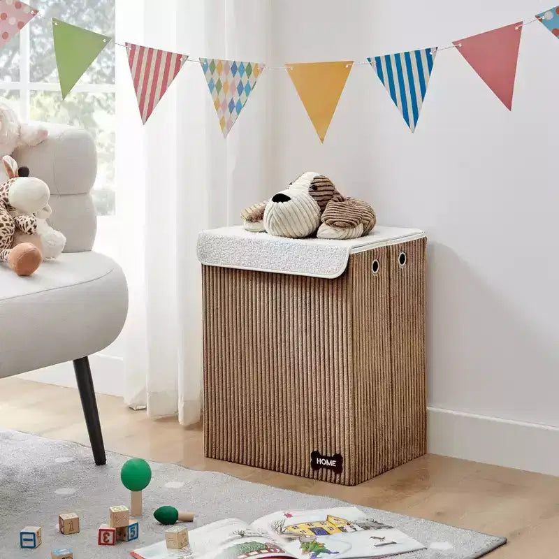 Danya B. Collapsible Folding Corduroy Kids' Laundry Hamper Toy Storage