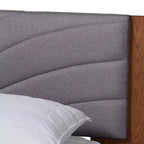 Baxton Studio Hemera Fabric and Wood Platform Bed with Floating Side Table Gray/Walnut Brown