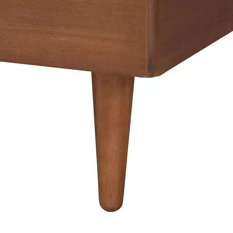 Baxton Studio Hemera Fabric and Wood Platform Bed with Floating Side Table Gray/Walnut Brown
