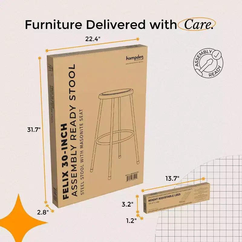 Hampden Furnishings 32-39" Felix Collection Steel Stool