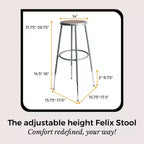 Hampden Furnishings 32-39" Felix Collection Steel Stool