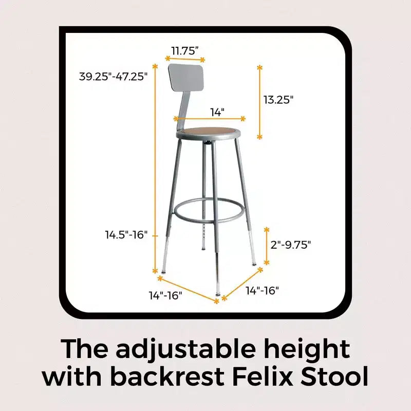 Hampden Furnishings 25-33" Felix Collection Steel Counter Height Barstool with Backrest