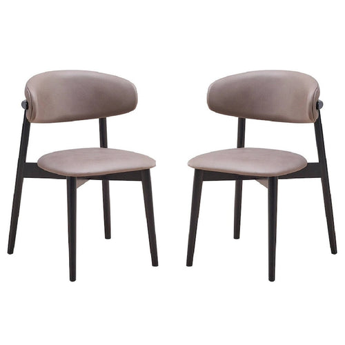 Anae 23 Inch Side Dining Chair Set of 2, Turned Legs, Gray Fabric, Black