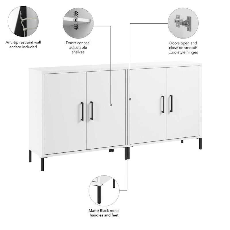Essence Low Storage Cabinet with Doors - Set of 2 by Bush Furniture