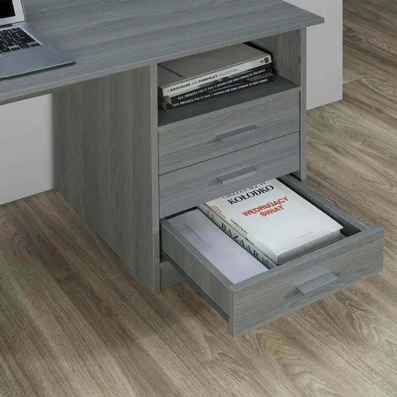 Modern Designs Scrivania per computer classica a 3 cassetti - Grigio