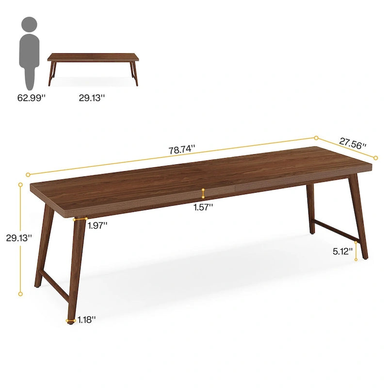 Scrivania in legno per 2 persone extra lunga da 199,9 cm con gambe in metallo
