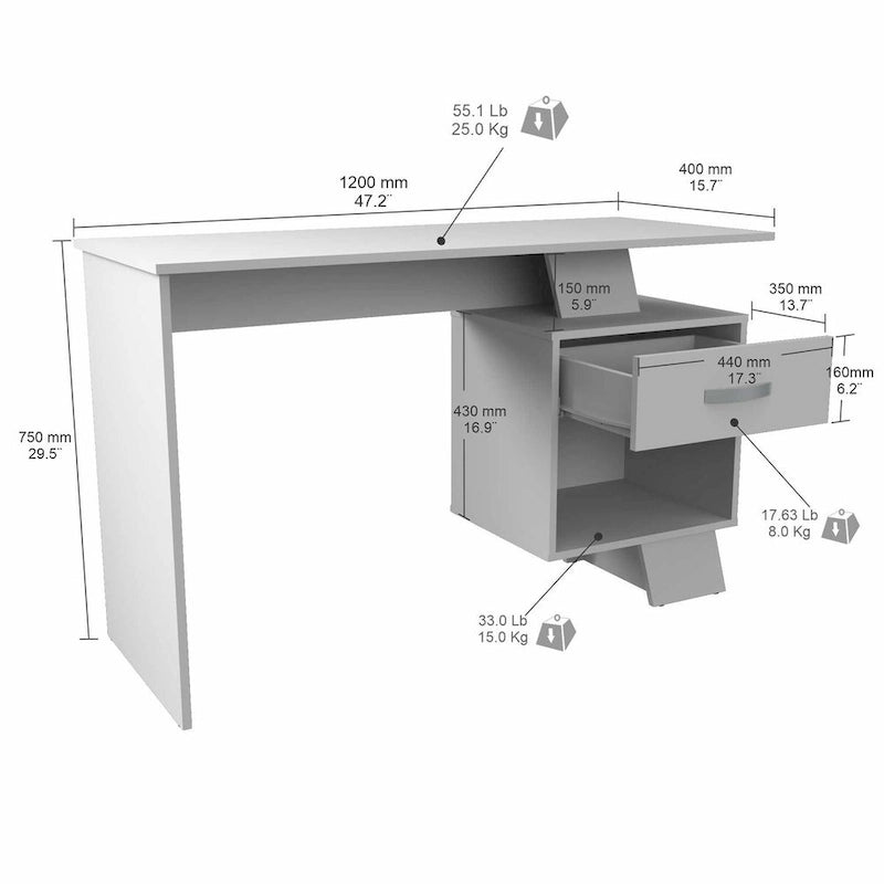 Espresso Brown Asymmetrical Writing Desk - 47 Inch