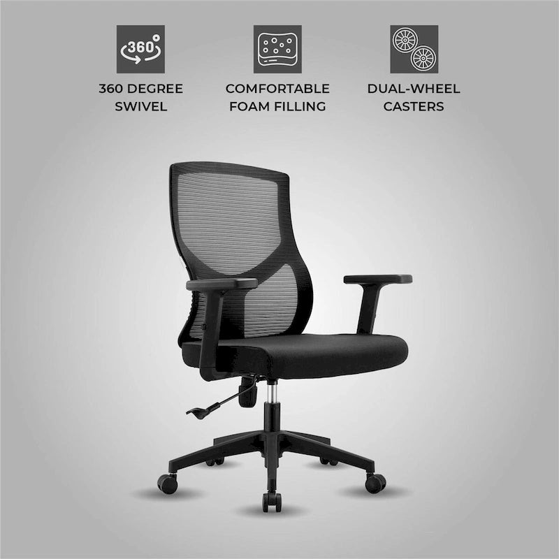 Sedia da ufficio Glen Mid-Back con altezza regolabile, girevole e inclinabile di LeisureMod