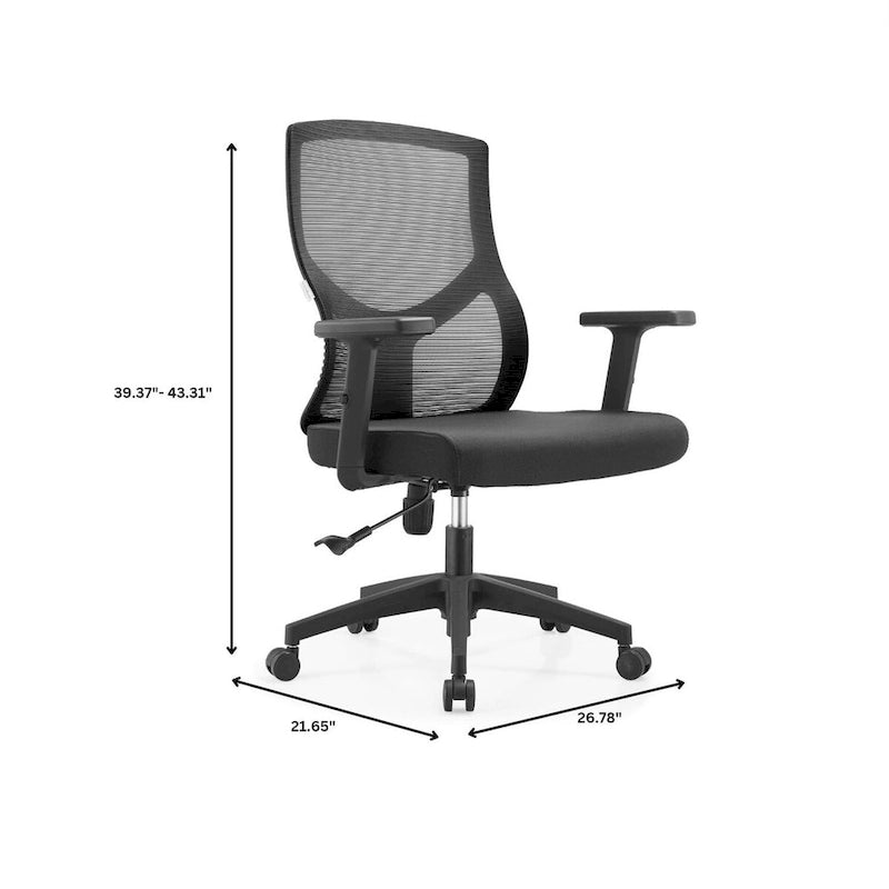 Sedia da ufficio Glen Mid-Back con altezza regolabile, girevole e inclinabile di LeisureMod