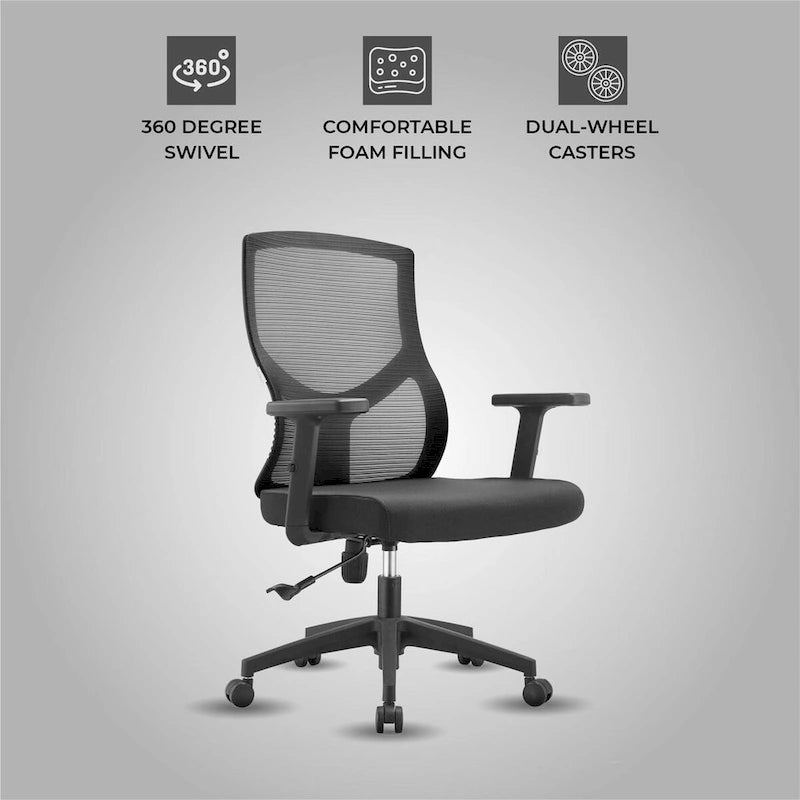 Sedia da ufficio Glen Mid-Back con altezza regolabile, girevole e inclinabile di LeisureMod
