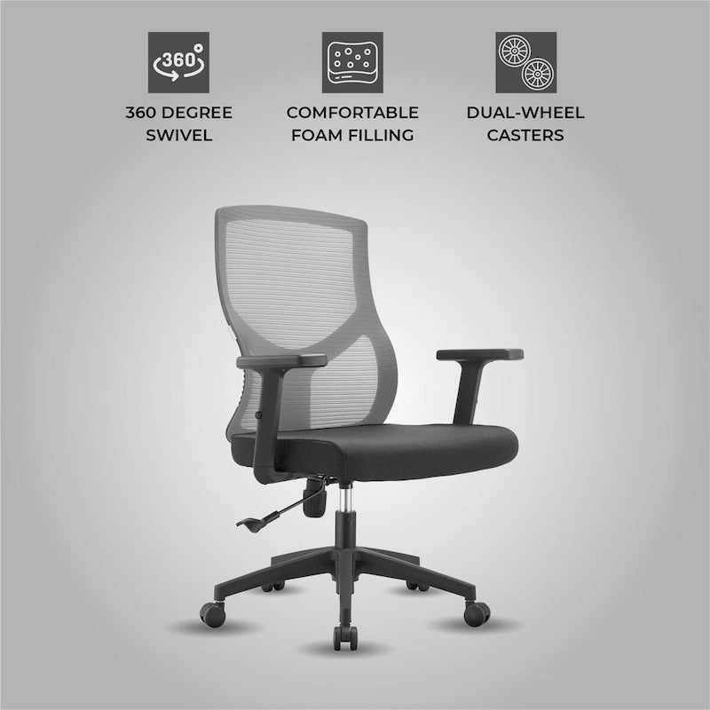 Sedia da ufficio Glen Mid-Back con altezza regolabile, girevole e inclinabile di LeisureMod